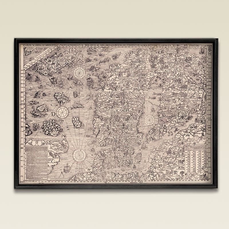 Carta Marina Print B&W