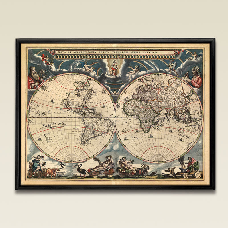 Blaeu World Map - Nova et Accuratissima Totius Terrarum 18x24"