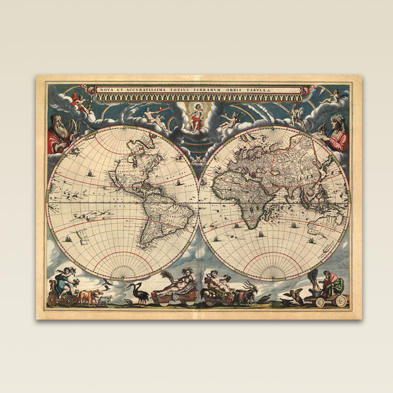 Blaeu World Map - Nova et Accuratissima Totius Terrarum 18x24"