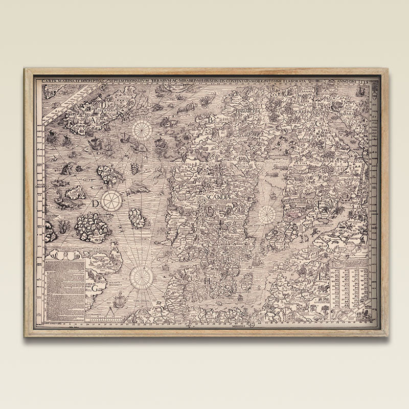 Carta Marina Print B&W
