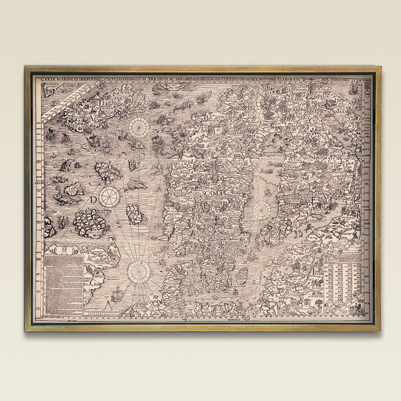 Carta Marina Print B&W