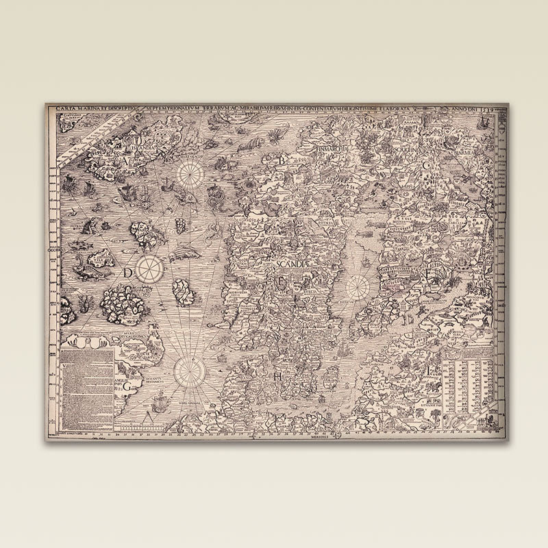 Carta Marina Print B&W