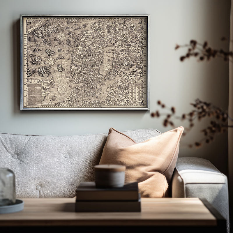 Carta Marina Print B&W