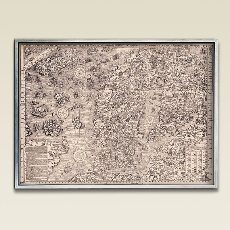 Carta Marina Print B&W